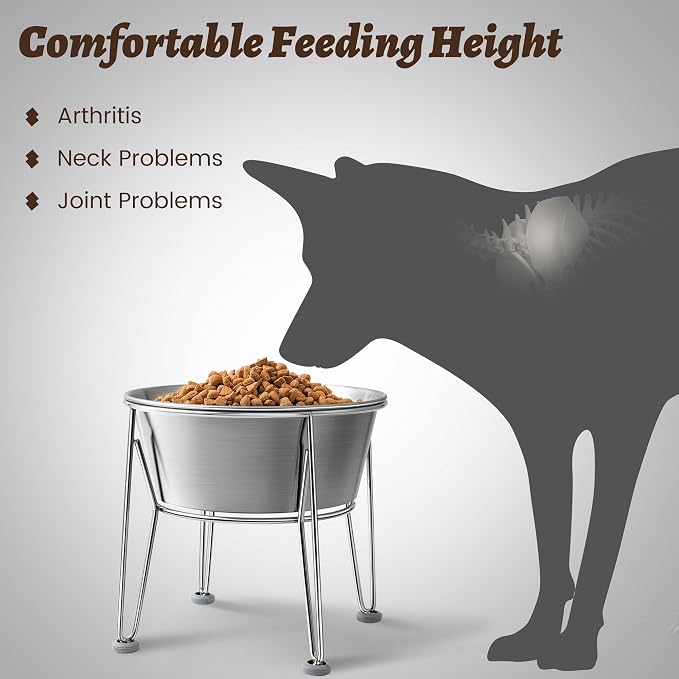 Elevated Dog Bowls for Medium&Small Dogs - Stainless Steel 48oz/6 Cups Raised Feeder with Non-Slip Base, Dual Food & Water Bowls 2-Pack - Image 4