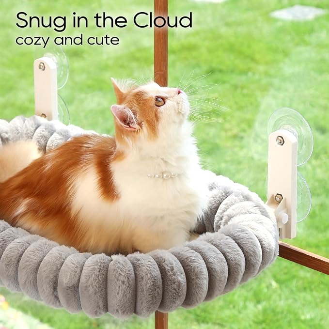 Zakkart SnugCloud Foldable Cat Window Perch - Cordless, Ultra Soft Machine Washable Bed with 4-Sided Bolster, Metal Frame - Window Hammock for Large Cats and Kittens (Gray, Large) - Image 6