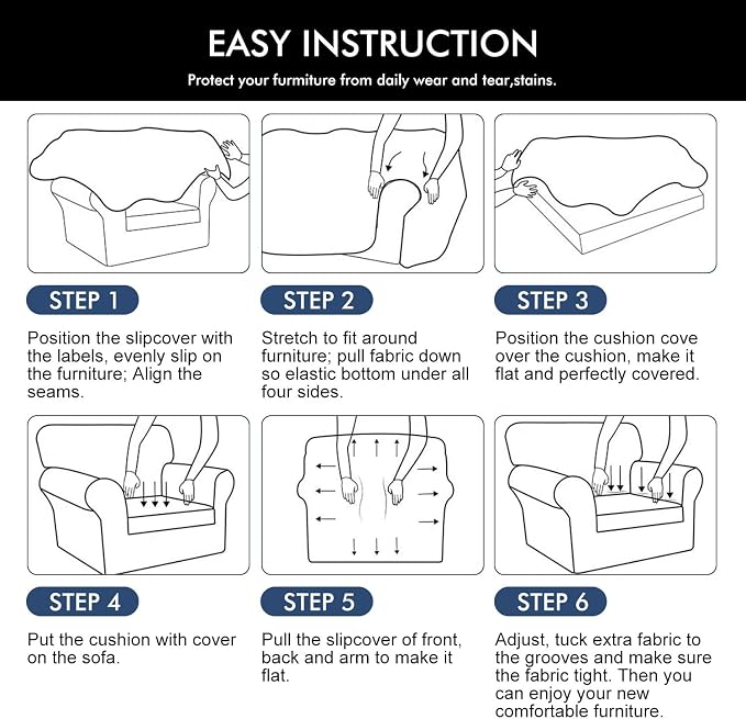 hyha Stretch Couch Cover, Sofa Covers for 2 Separate Cushion Couch Washable | Loveseat Cover, Floral Pattern, Printed, 3 Pieces, 2 Seater Furniture Protector with Elastic Bottom for Dogs, Pet Friendly - Image 7