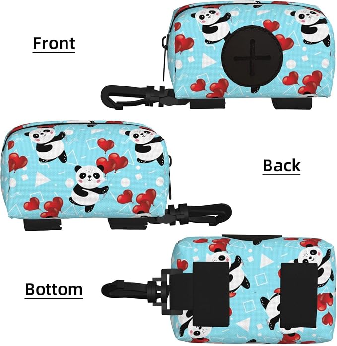 Dog Poop Bag Holder for Leashes - Lightweight Pet Waste Bags Dispenser Doggy Zippered Pouch for Puppy Walking Accessories(Panda) - Image 2