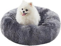 23 in Faux Fur Fluffy Donut Dog Bed for Small Dogs,Tie-dye Grey | Calming Plush Round Puppy Pet Bed with Removable & Washable Cover,Fits up to 25 lbs Pets by BedStillLoveStill
