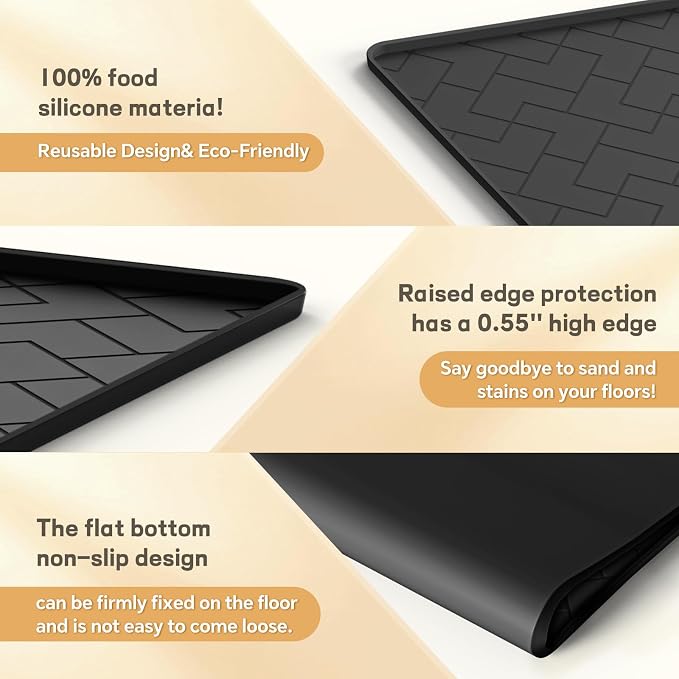 Silicone Cat Litter Mat for litter box Large 34" X 22"-Easy to Clean Cat Litter Trapping Mat, Waterproof, urine-proof and non-slip to keep the floor clean and tidy（Black） - Image 6