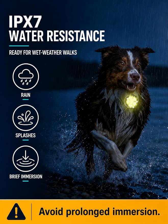 3-Pack Collar Light with Memory Function, 8 Modes, IPX7 Waterproof | 24 hour runtime, flower shaped light, visible up to 1550 ft, fits all dog sizes, thicker adjustable strap - Image 7