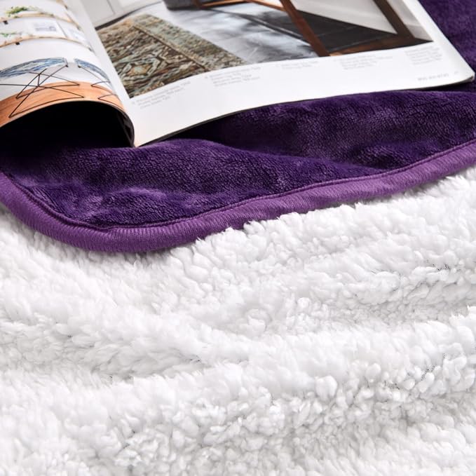 Soft Waterproof Blanket for Bed Couch Sofa, Dark Purple, 30x40inches | Liquid Pee Proof Pet Blanket for Dog Puppy Cat, Reversible Sherpa Fleece Blanket for Couch Cover, Furniture Protector - Image 4