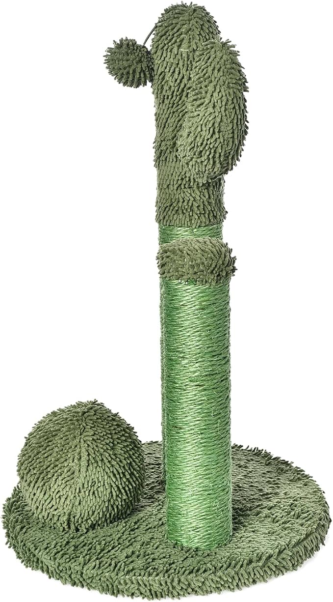 Amazon Basics Cat Scratching Post, Indoor Cactus Triple Posts for Cats & Kittens with Dangling Ball, Large, 27"H, Green - Image 2