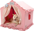 Indoor Dog House with Frame,Cute Dog Tent Bed with Cover Cave,Pink | Breathable,Washable,and Foldable House, Suitable for 22-40 Lb, Large (25"×25"×25"),Inside Dog House by JIUPETY