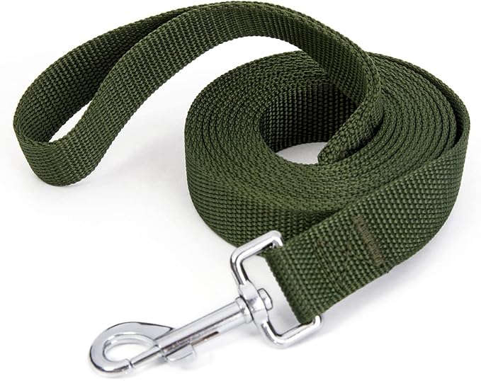 Strong Durable 10ft Nylon Dog Training Leash, 1 Inch Wide Traction Rope, for Small and Medium Dog (Military Green, 10 Feet) by Siumouhoi