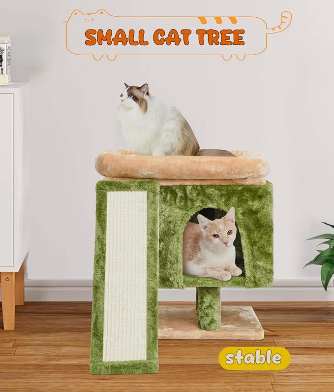 SYANDLVY Small Cat Tree for Indoor Cats, Cat Tower with Scratching Post, Modern Activity House for Large Cats, Condo with Board, Kittens Cave - Image 2