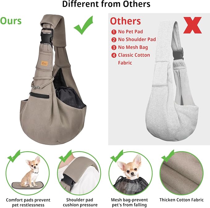 CUBY Dog and Cat Sling Carrier - Hands Free Reversible Pet Papoose Bag - Soft Pouch and Tote Design - Suitable for Puppy, Small Dogs Cats Outdoor - Image 2