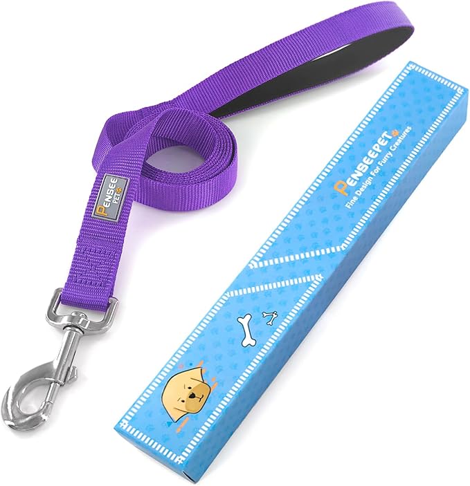 6 FT Reflective Dog Leash for Medium Dogs,Purple | Padded Handle,Metal D-Ring,Heavy Duty Nylon Webbing, for Walking & Training - Image 5