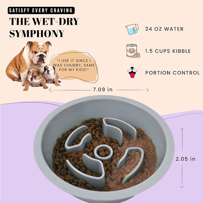 AVERYDAY Slow Feeder Dog Bowls for Medium Breeds Fits Raised Feeding Station, Puzzle Dog Food Bowls to Slow Down Eating, Dogs Feeding Bowl with Non-Slip, Slows Feeder Pet Bowl for Wet and Dry Food - Image 4