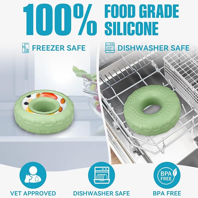 Dog Enrichment Lick Bowl, Bestalk Slow Feeder Lick Mat for Dogs, Freeze Puzzle Licking Bowl for Anxiety Relief, BPA Free Silicone, Dishwasher Safe(Green,L) - Image 7
