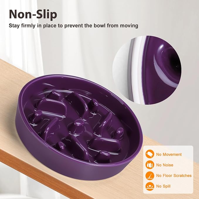 Ceramic Slow Feeder Dog Bowl, 2 Cups Maze Puzzle Dish to Slow Down Eating | Premium Ceramic Material with Anti-Slip Design, Suitable for Small, Medium and Large Breed Dogs Daily Feeding - Image 4