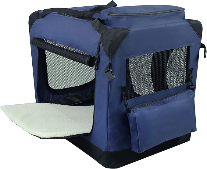 EliteField 3-Door Soft Dog Crate with Bed & Carrying Bag (2-Year Warranty) | 3 Mesh Doors, Steel Frame, Removable & Washable Crate Cover and Bed Cover, Storage Pockets, Indoor/Outdoor, Foldable - Image 2