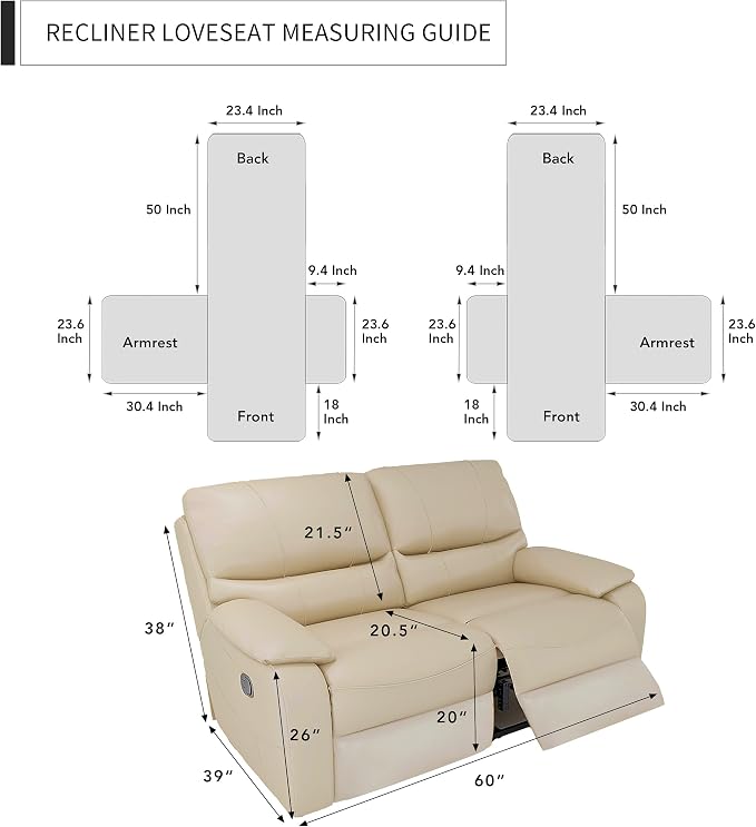 Easy-Going Loveseat Recliner Cover, Reversible Couch Cover for Double Recliner, Split Sofa Cover for Each Seat, Furniture Protector with Elastic Straps for Kids, Dogs, Pets(2 Seater, Brown/Beige) | Sofa Slipcover For Dogs, Sofa Cover For Loveseat Recli... - Image 6