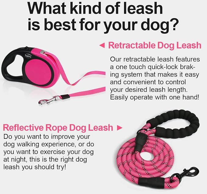 Taglory Retractable Dog Leash, One-Handed Brake, 16ft, Up to 44 lbs, Pink | More Freedom While Staying in Control, Smooth Retraction, Tangle-Free Design, Easy-Grip Handle, Daily Neighborhood Walks - Image 8