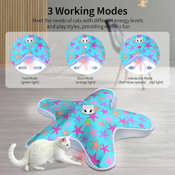 Interactive Cat Toys for Indoor Cats with Moving Concealed Feathers | Rechargeable Automatic Cat Toy, 3-Mode Touch Activated Kitten Toys, Hide and Seek Toy for Indoor Bored Adult Cats & Kittens - Image 3