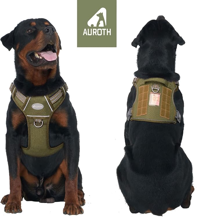 AUROTH Tactical Dog Harness for Large Dogs No Pull Adjustable Pet Harness Reflective K9 Working Training Easy Control Pet Vest Military Service Dog Harnesses | Easy Control Handle, Adjustable, Reflective, Military K9, for Doberman Husky Walking Hunting... - Image 2