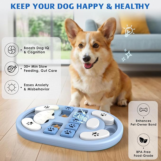 Dog Puzzle Toy, Interactive Treat Dispensing Toys, Grey | Dog Enrichment Toys, IQ Training & Mental Stimulation, Non-Slip Slow Feeder, For Puppies Small Medium Large Dogs Cats - Image 2