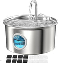Pet Water Fountain Stainless Steel: Mental Cat Water Fountains with 8 Filters + 8 Sponges - 88oz/2.6L Noiseless Cats Waterer Bowl Dispenser - ATMZIQXR Kitten Drinking Fountains for Cats Indoor by ATMZIQXR