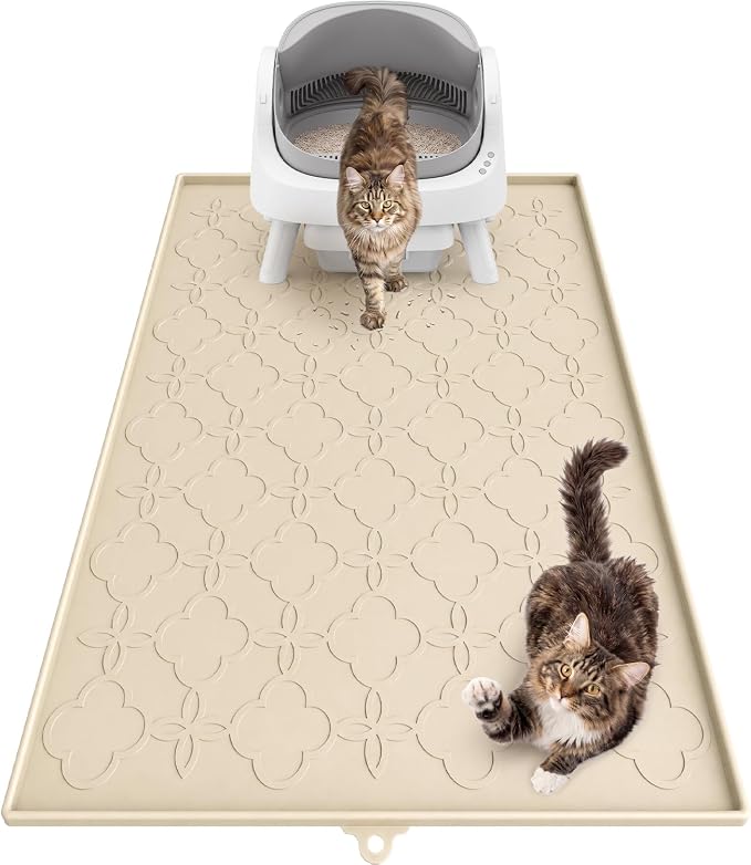 Pawtners Cat Litter Mat Extra Large 42" X 30", Easy to Clean | Non-Slip Kitty Litter Mat for Floor, Waterproof & Urine-Proof Cat Litter Mat Litter Trapping Mat, Soft on Kitty Paws by Pawtners