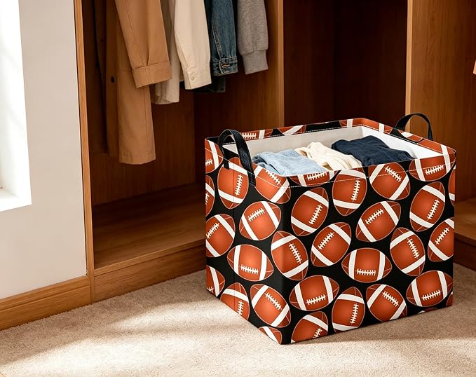 CLOCOR Rectangular Storage Basket Empty,Gift Basket,Waterproof Storage Bin with Handles,Room Decor(Big Rugby) - Image 4