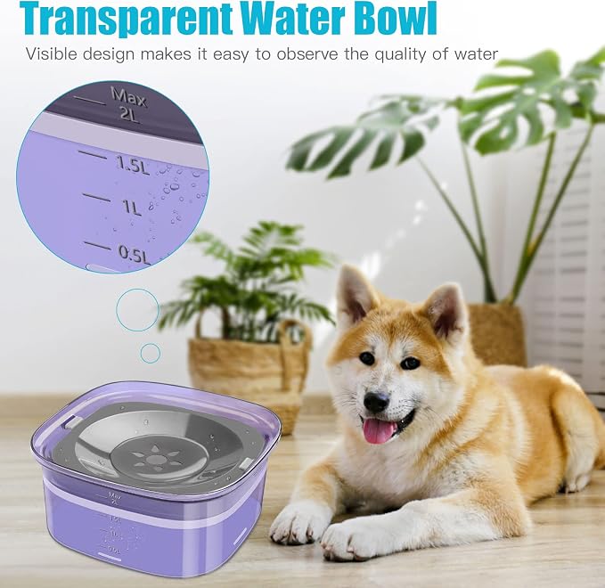 UPSKY 70oz Dog Water Bowl, No Spill Slow Drinking Feeder for Messy Drinker | Large Capacity, Spill Proof, Prevent Pet Prevents Choking, Anti-Slip, Visible Water Level, Suitable for Travel and Car Trips - Image 4