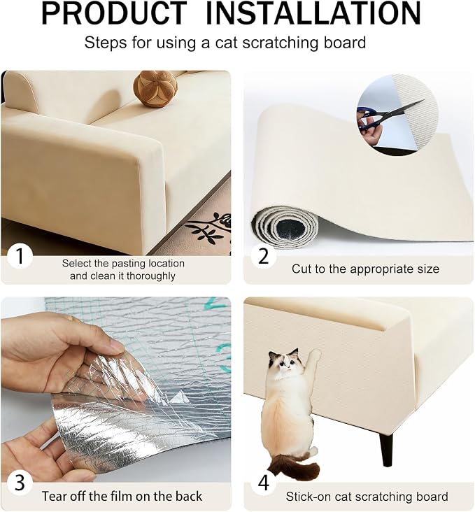 78.8"x15.8" Beige Cat Scratch Mat for Furniture DIY Climb Cat Scratcher Mat for Covering Cat Tower,Cat Scratching Post(2M,Beige) - Image 2
