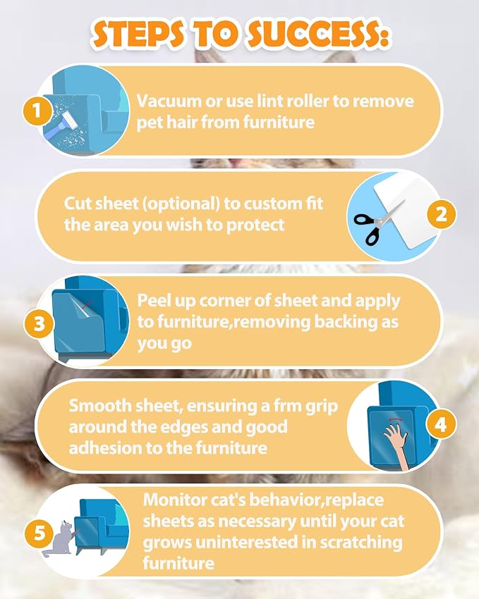 Thickend Cat Scratch Couch Furniture Protector -12 Pack | Clear Plastic Sticky Cover, Anti Scratch Protection for Couches from Pet Claws - Image 7