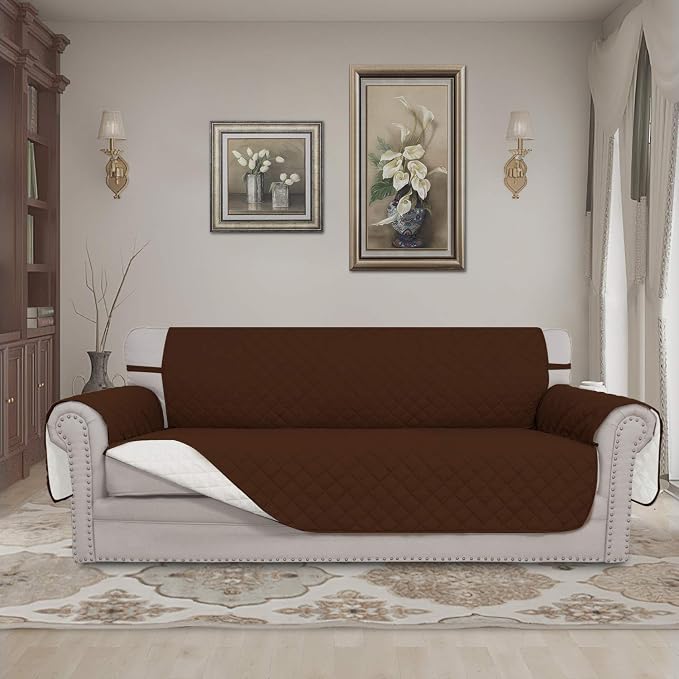 Easy-Going Reversible Couch Cover, 4 Seater Sofa, Coffee/Ivory | XX-Large Sofa, Washable Slipcover For Dogs, Water Resistant Mat, Living Room, Non-Slip Sofa Cover, Pet Friendly - Image 2