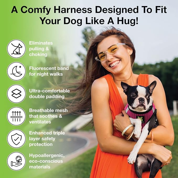 EcoBark Teacup Dog Harness, Soft Toy Breed Step in Vest Body Halter, XXXS | Tiny & Mini Puppy Harnesses for Under 5 lbs, Fuchsia Pink, No Choke & Breathable Mesh, Escape Proof & Recycled Strap - Image 3