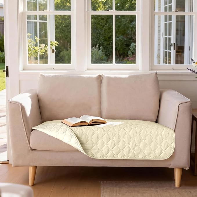 gogobunny 100% Double-Sided Waterproof Dog Bed Cover Pet Blanket Sofa Couch Furniture Protector for Puppy Large Dog Cat, Reversible (32x53 Inch (Pack of 1), Dark Cream/Light Cream) - Image 4