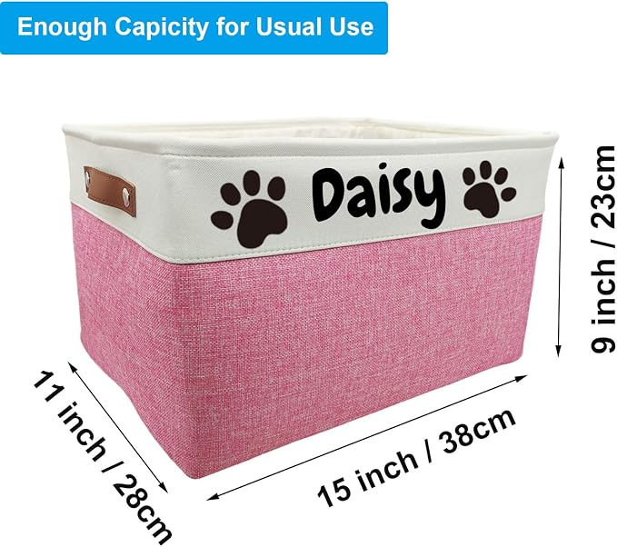 Personalized Dog Toy Basket Dog Toy Box with Pet`s Name for Dog Chew Toys,Clothing,Stuff - Image 3