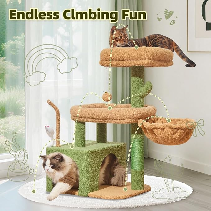 Taoqimiao 32.2in Cat Tree with Toy, Small Cat Tower for Indoor Cats, MS043T | Easy assembly, Sturdy, Multi Level, Easy Clean, Cozy Condo, Perches, Baskets, Suitable for Kittens and Adult Cats - Image 8