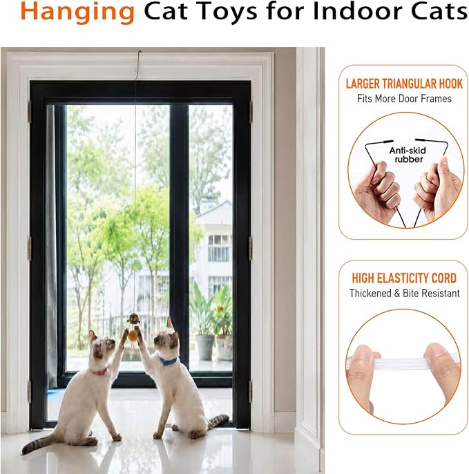 Cat Toys for Indoor Cats,Interactive Door Hanging Cat Toys Attached with Catnip/Worm/Birds/Mouse Toys for Cats/Kitten Toys(3 Pack) - Image 3