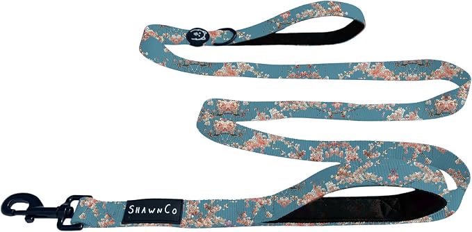 ShawnCo Dream Walk Dog Leash (Freckle's Garden,M/L 6FT w/ 2 Handles) | Soft Neoprene Handle, Premium, Durable, Nylon Pet Leash for Small, Medium and Large Dogs, For Everyday Walks and Training by SHAWNCO