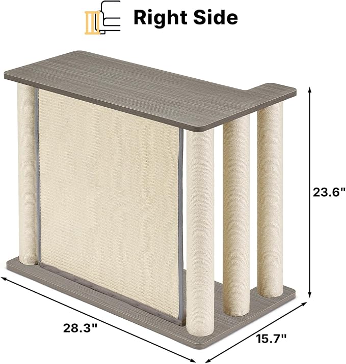 Veehoo Cat Scratcher Side Table for Couch, Sofa Protector End Table | Couch corner protector, sisal scratching posts, sisal scratch pad, heavy-duty base, easy to assemble - Image 7