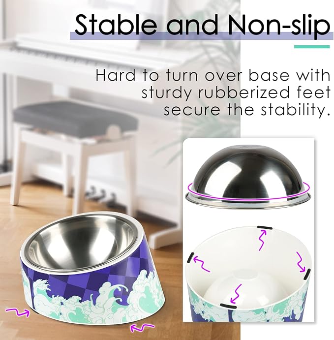 Super Design Mess Free 15° Slanted Bowl for Dogs and Cats, Tilted Angle Bulldog Bowl Pet Feeder, Non-Skid & Non-Spill, Easier to Reach Food - Image 4