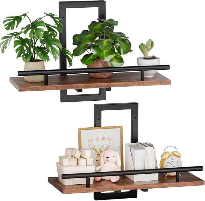 Sbosbo Floating Shelves for Wall Plant Shelf Indoor Wall Mounted Shelves | Wall Planters for Indoor Floating Plant Shelves for Bedroom, Living Room, Kitchen, Office, Bathroom Decor (2 Pack) by SBOSBO