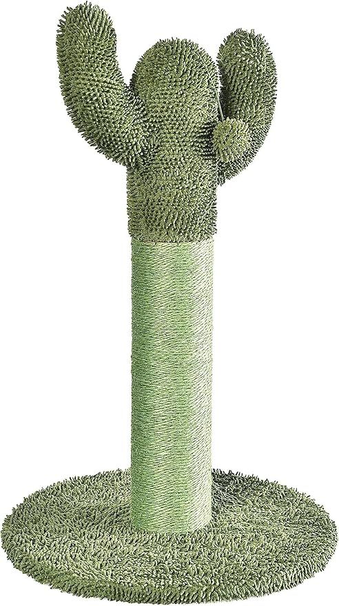 Amazon Basics Cat Scratching Post, Indoor Cactus with Natural Sisal for Kittens with Dangling Ball Toy, Medium, 25.6"H, Green by AmazonBasics
