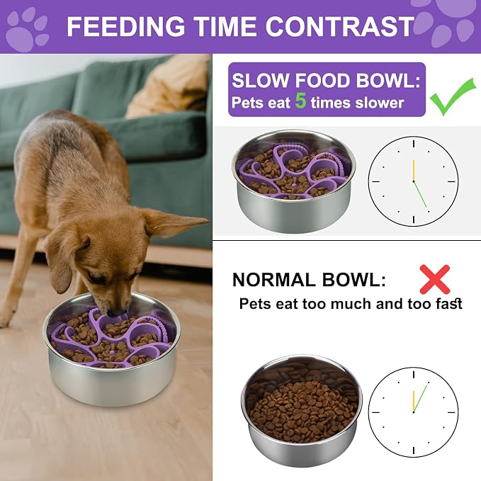 Dog Slow Feeder Bowls Silicone Spiral Pet Food Feeder Insert to Slow Eating | Durable Non-skid Compatible with Stainless Steel, Glass & Ceramic Slow Feeder Dog Bowls for Small Medium Large Breed Dogs - Image 2