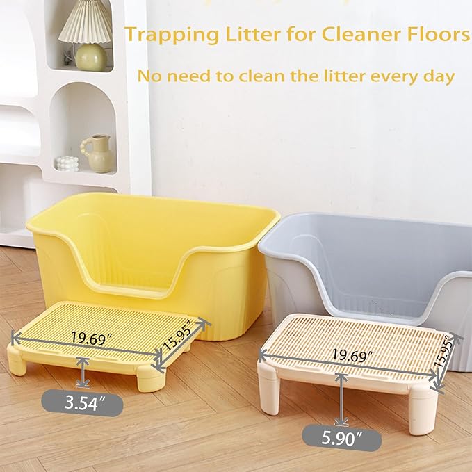 Cat Litter Mat Litter Trapping Mat,19.69"X15.95"X5.90"Litter Box Mat,Waterproof Cat Mats for Litter Large,Easy Clean,Non-Slip Litter Mat for Cat,Urine-Proof Kitty Litter Catcher Mat,Washable (Cream) - Image 2