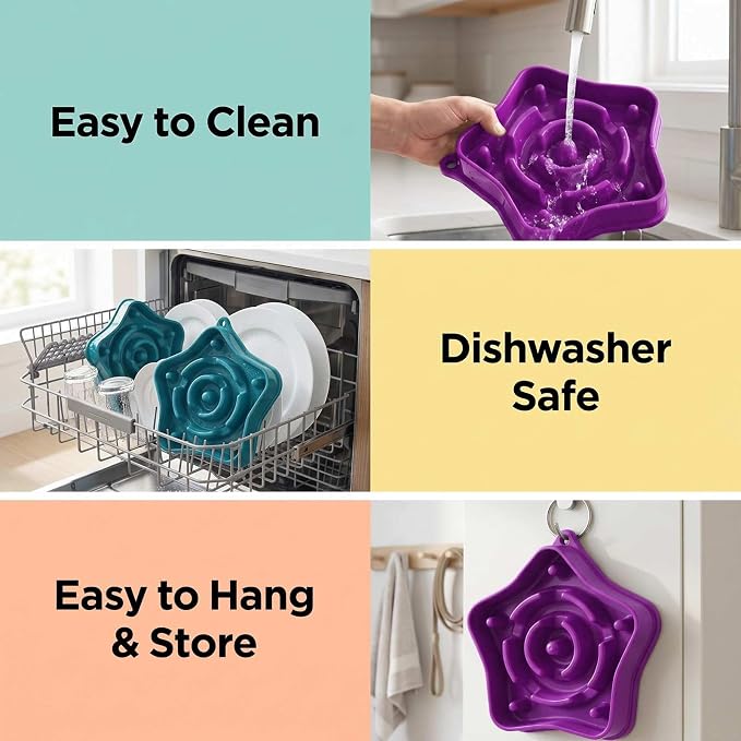 2 Pack Slow Feeder Dog Bowls, Turquoise & Purple, 1 Cup (350ml) Maze Puzzle Bowl for Puppies & Small Dogs, Slow Eating, Anti-Choking, Aid Digestion, Non-Slip, BPA-Free, Dishwasher Safe - Image 9