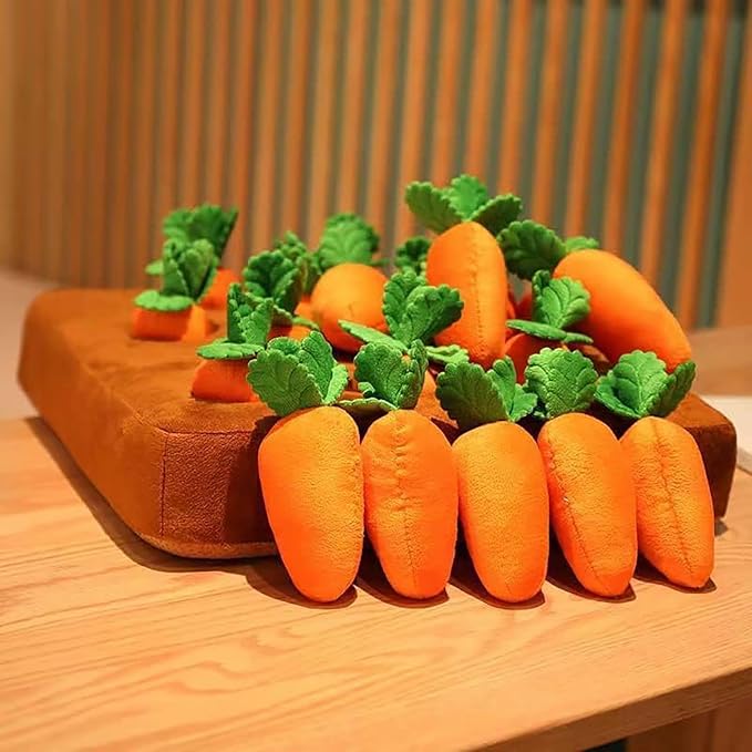 Carrot Dog Toy - Interactive Foraging Puzzle, Treat Hiding Plush Mat, Mental Stimulation Slow Feeder Enrichment Toy for Small Medium Dogs & Cats, Machine Washable - Image 3