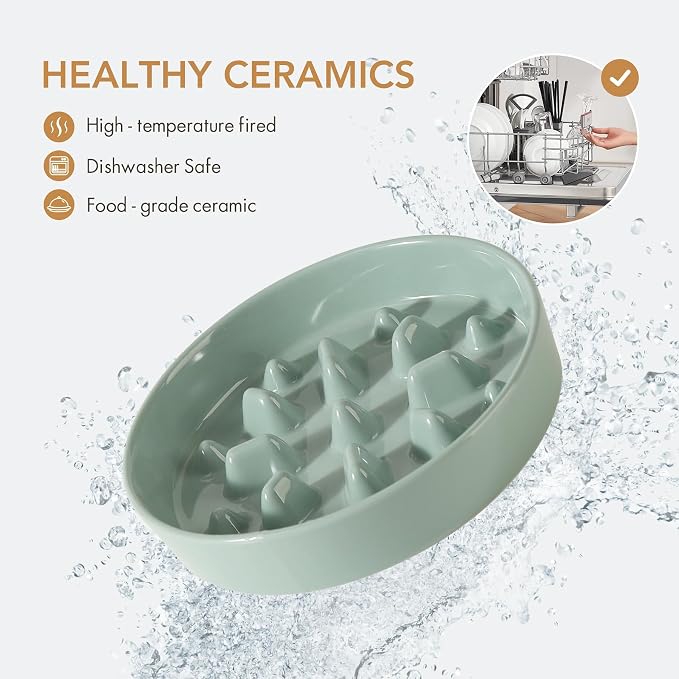 Havniva Dog Bowls Slow Feeder, Ceramic Slow Feeder Dog Bowls for Fast Eater | 1.6 Cups Dog Food Bowl Puzzle Feeder, Slow Feeding Bowls for Medium Breed, Non-Slip Base, Anti-Choking - Image 4