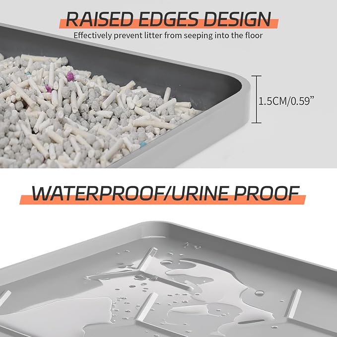 Bulkniu Silicone XL Cat Litter Mat, 28"X40", Raised Edge Waterproof, Grey | Litter Trapping & Recycling, Easy to Clean, Non-Slip, Durable Safe & Odorless, Paw Friendly - Image 2
