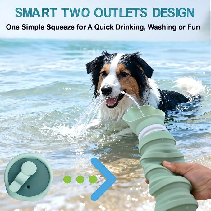 Collapsible & Portable Dog Water Bottle with Dispenser for Walking, Travel, and Outdoor, 9oz-17oz Leak-Proof Silicone Water Bottle for Dogs on The Go (Green) | Leak-proof collapsible dog water bottle expands from 9oz to 17oz for easy hydration on walks... - Image 7