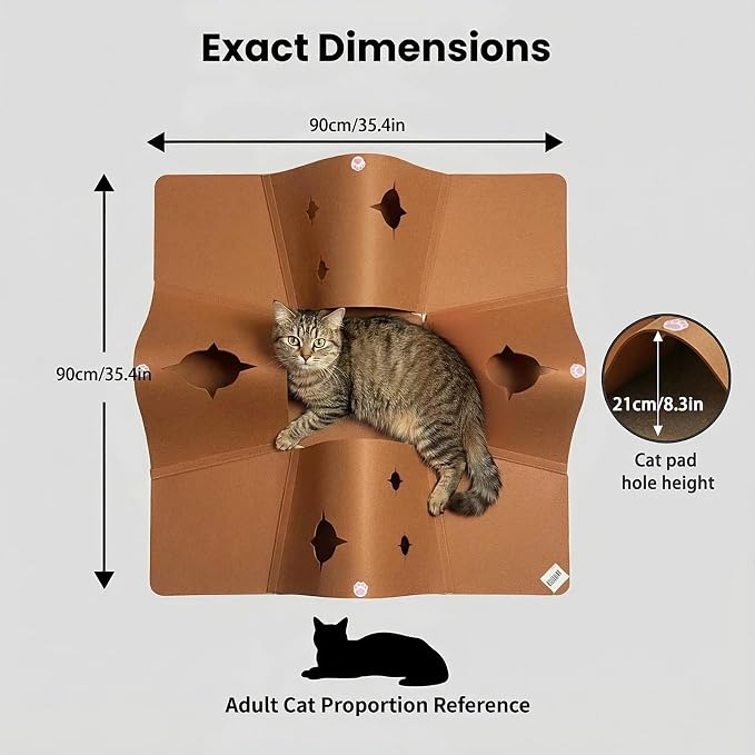 4-Way Cat Tunnels for Indoor Cats, Pet Interactive Toys with Plush Ball | 35.4" Multi-Entrance Cat Play Tunnel with Cozy Hideaway Space, Provides Enrichment, Exercise, Exploration & Interactive Play - Image 3