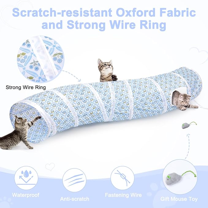 Glittme S-Shape Cat Tunnel, Foldable Cat Tunnels for Indoor Cats | Interactive Bunny Tunnel And Cat Tubes With Crinkle Sounds. Ideal For Kittens, Ferrets And Small Pets To Hide, Play Or Rest - Image 6