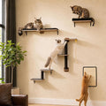 PAWZ Road Cat Wall Shelves, Modern Cat Wall Furniture with Sisal Posts | 5-in-1 wall mounted cat tree ,wood cat shelves with long perch,cat wall climber holds up to 40lbs for large indoor cats by PAWZRoad
